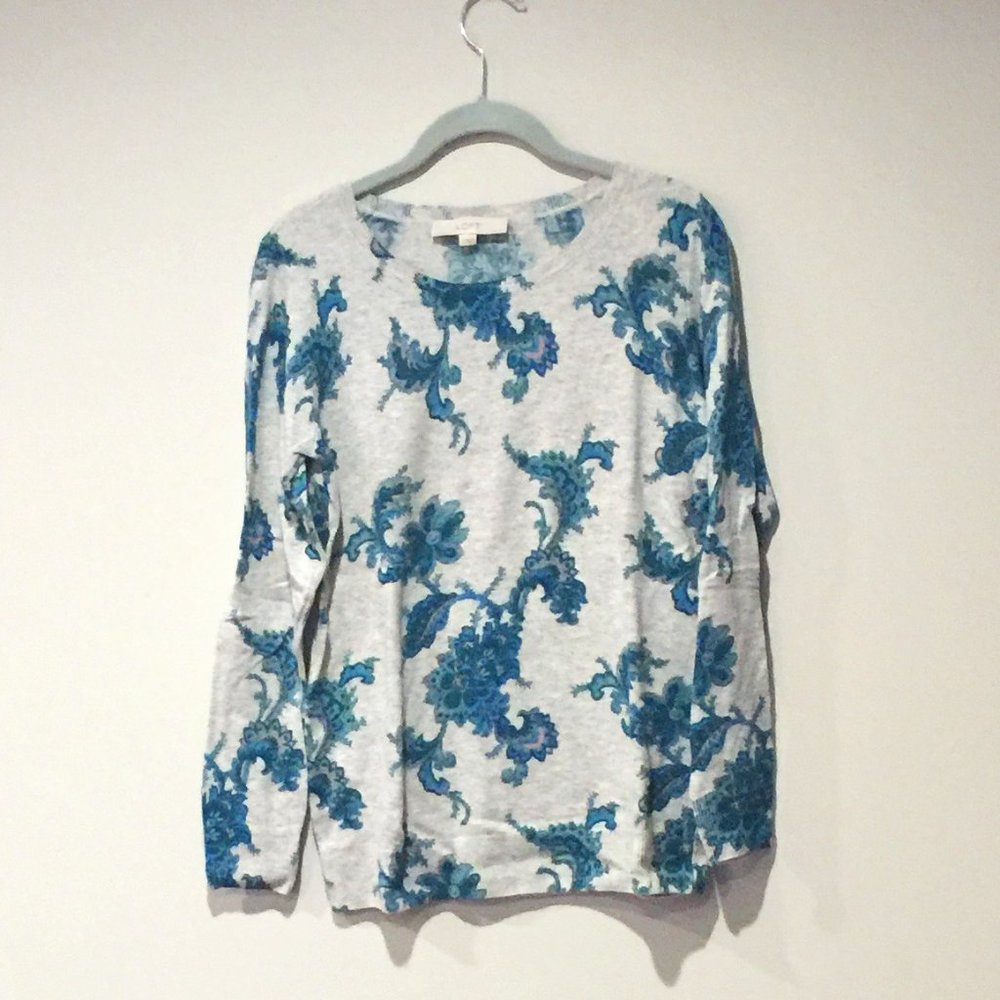 Ann Taylor LOFT Blue Paisley Sweater